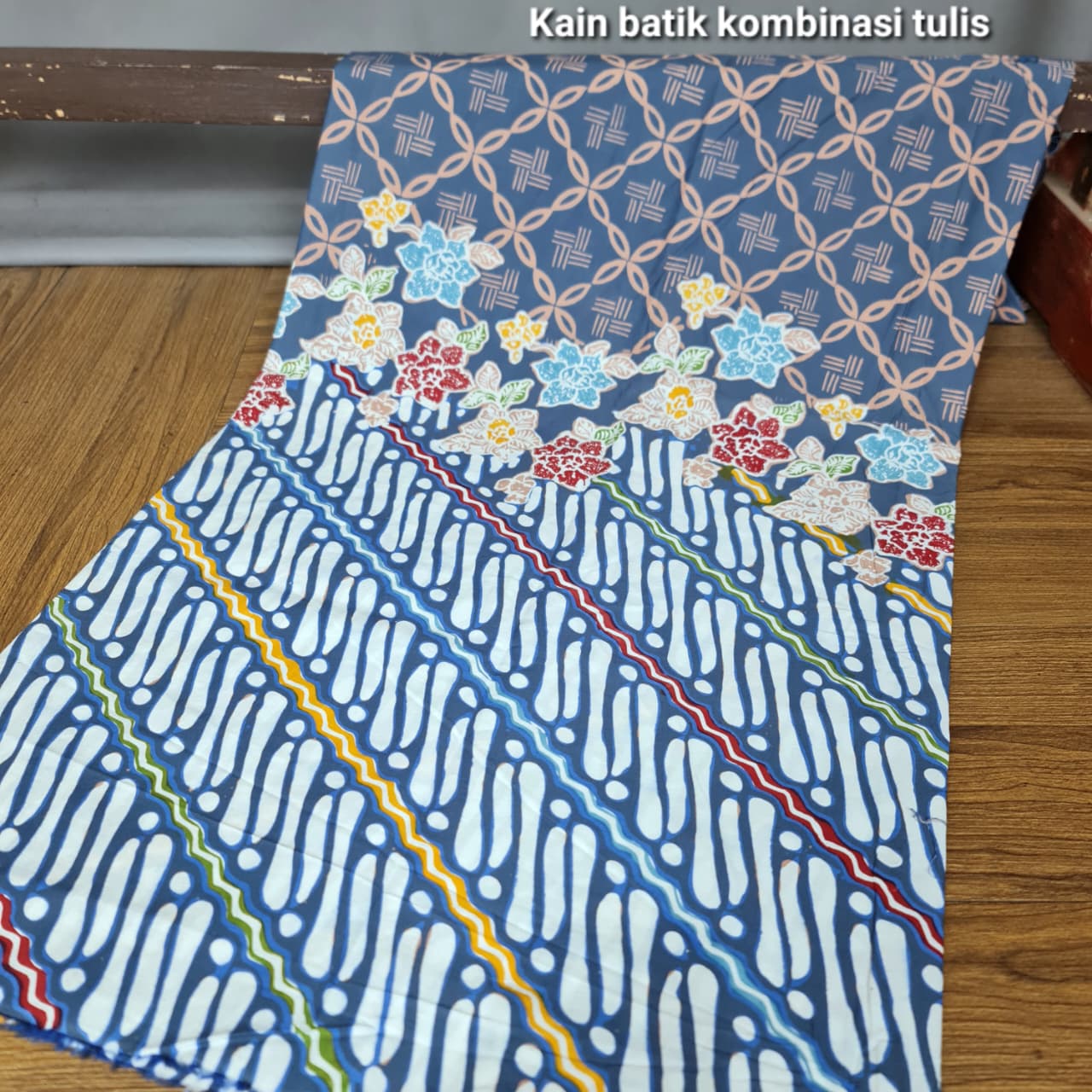 Kain Batik Kombinasi Tulis Indigo premium I004