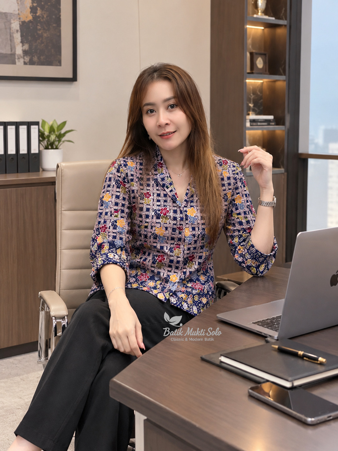 Batik Mukti - Atasan Wanita Blouse Batik Cap premium Modern B001